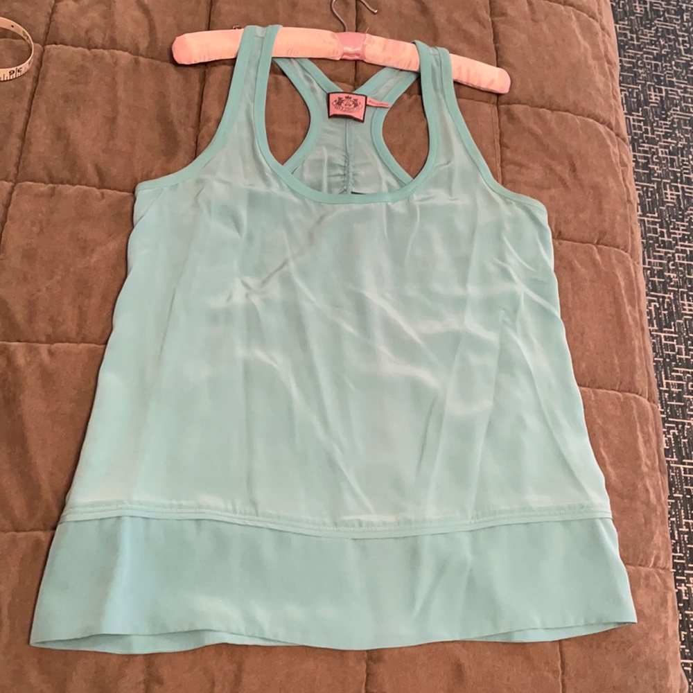 JUICY COUTURE Silk Top Racerback Aqua M